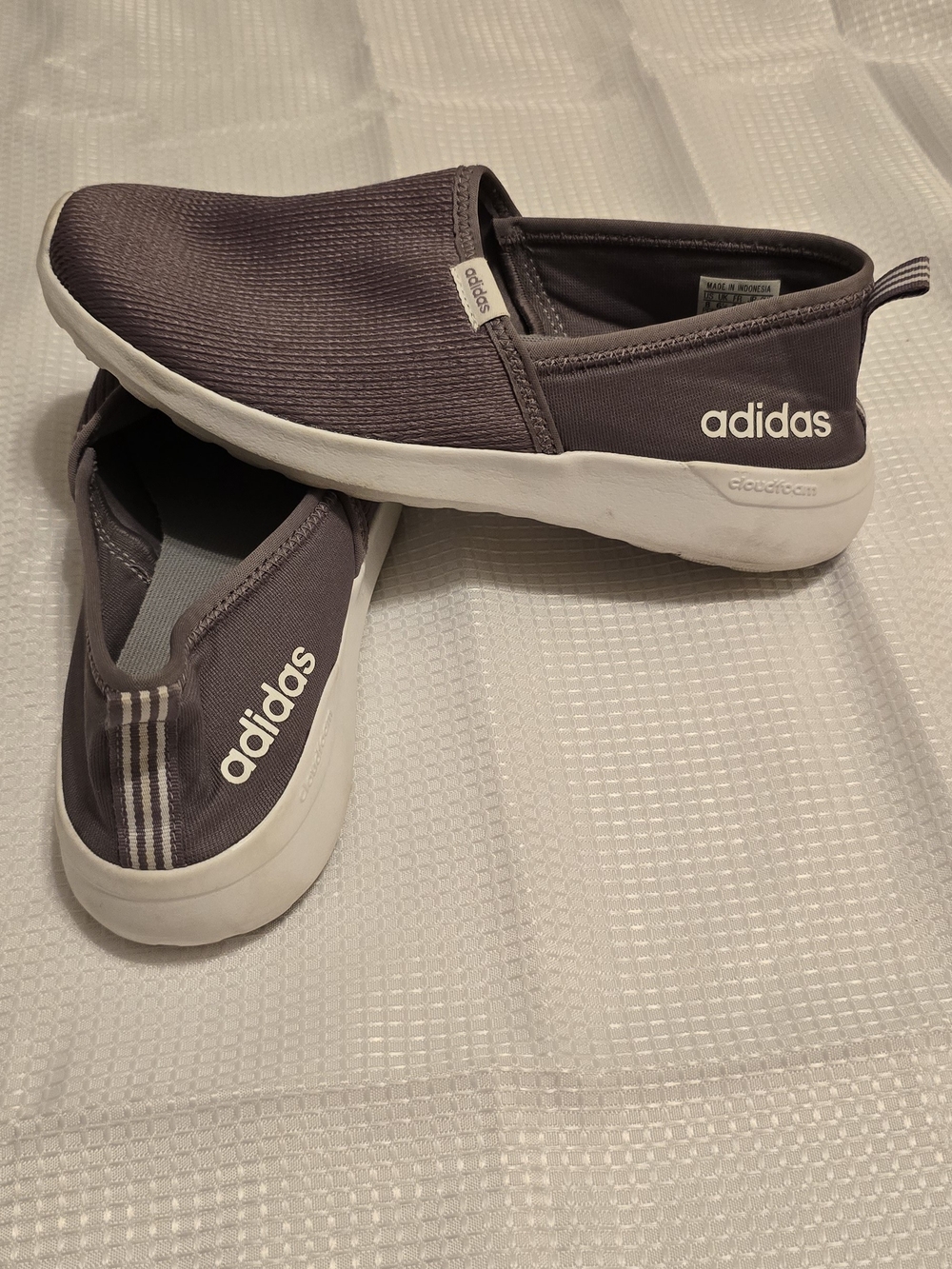 adidas Women’s Slip-On Athletic Shoes in Charcoal Gray and White